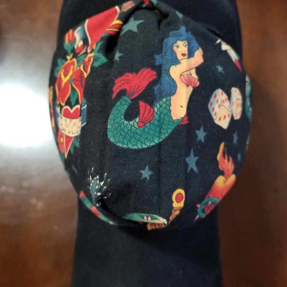 Handmade Womens Rockabilly Old School Tattoo Facemask - Picture 2 of 7
